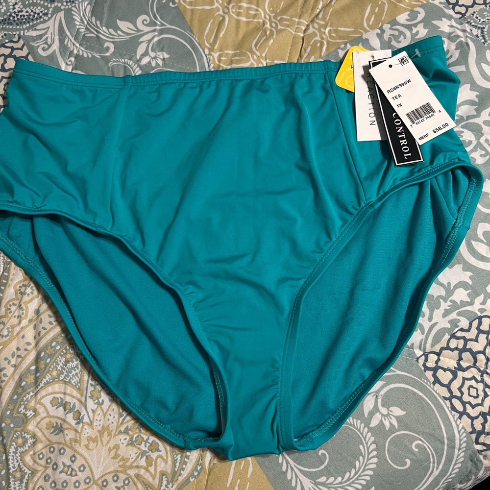 NWT Kenneth Cole Reaction Teal Full Coverage Swim Bottom